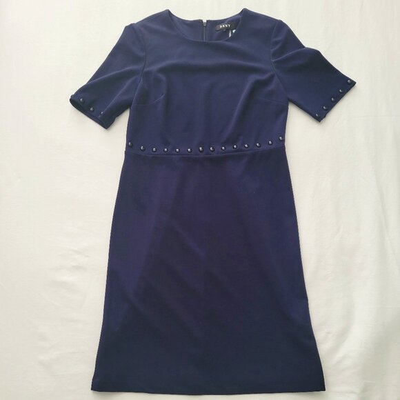 NWOT Navy Blue DKNY Structured Dress - Picture 1 of 8